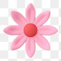 Pink flower png sticker, cute 3D botanical illustration on transparent background