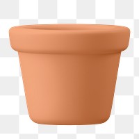 Brown plant pot png, 3D gardening object illustration on transparent background