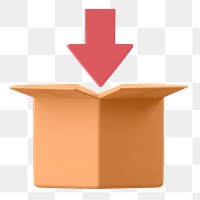 3D open box png, save file icon illustration on transparent background