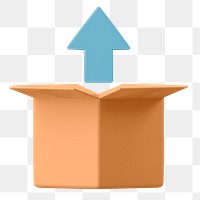 3D arrow box png, open file icon illustration on transparent background