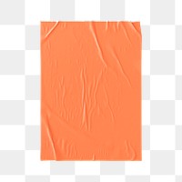 Crumpled paper png sticker, orange design on transparent background