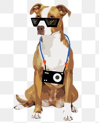 Tourist dog png sticker, transparent background