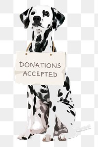 Donations accepted png dog shelter sticker, transparent background