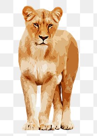 Female lion png sticker, transparent background