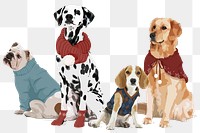 Christmas dogs png sticker, transparent background