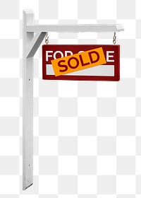 Sold sign png, real estate clipart on transparent background