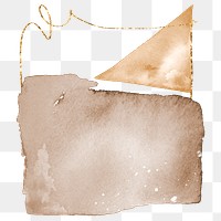 Simple watercolor png sticker, brown geometric shape design, transparent background