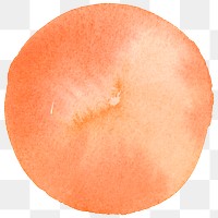 Simple watercolor png sticker, bright orange round shape design, transparent background