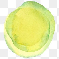Simple watercolor png sticker, bright green round shape design, transparent background
