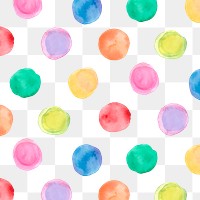 Png polka dot seamless pattern, watercolor design, transparent background