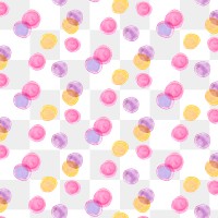 Png polka dot seamless pattern, watercolor design, transparent background