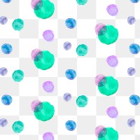 Png polka dot seamless pattern, watercolor design, transparent background