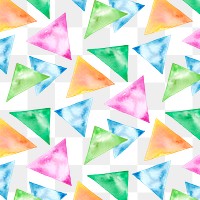 Aesthetic png watercolor seamless pattern, geometric shape, transparent background