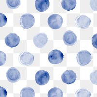 Png polka dot seamless pattern, indigo blue watercolor design, transparent background