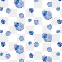 Png polka dot seamless pattern, indigo blue watercolor design, transparent background