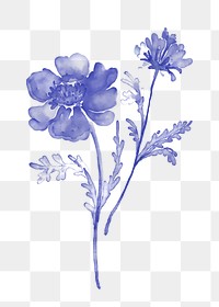 Purple flower png sticker, floral watercolor design, transparent background