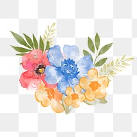 Flower bouquet png sticker, aesthetic watercolor design, transparent background