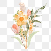Orange flower png sticker, floral watercolor design, transparent background