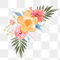 Flower bouquet png sticker, aesthetic watercolor design, transparent background