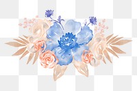 Floral png sticker, blue flower, nature watercolor illustration, transparent background