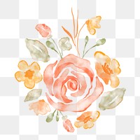 Flower bouquet png sticker, aesthetic watercolor design, transparent background