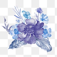 Flower bouquet png sticker, aesthetic watercolor design, transparent background