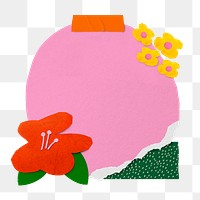 Png paper frame background, cute flower design, transparent background