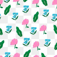 Paper craft png floral pattern, colorful design, transparent background