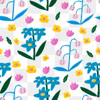 Png colorful flower pattern, paper craft design, transparent background