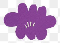 Paper craft png flower sticker, purple design, transparent background