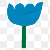 Paper craft png flower sticker, blue design, transparent background