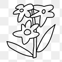 Flower doodle png sticker, hand drawn illustration, transparent background