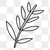 Leaf doodle png sticker, hand drawn illustration, transparent background