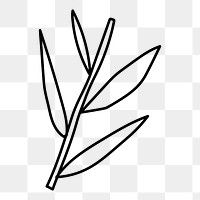 Leaf doodle png sticker, hand drawn illustration, transparent background