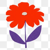 Paper craft png flower sticker, colorful design, transparent background