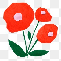 Paper craft png flower sticker, colorful design, transparent background