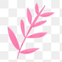 Paper craft png leaf sticker, pink design, transparent background