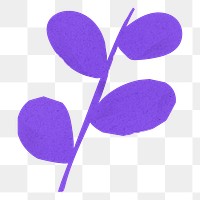 Paper craft png leaf sticker, purple design, transparent background