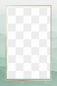 Png gold frame, aesthetic nature on transparent background