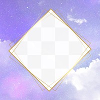 Purple png frame, cloud design on transparent background