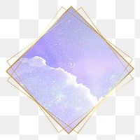 Purple png frame, celestial design on transparent background