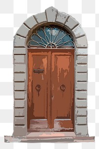 Vintage church door png clipart, barrel vault design