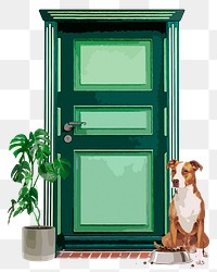 Pitbull png waiting at door clipart, pet illustration