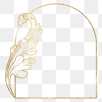 Gold flower frame png, botanical acanthus graphic, transparent background