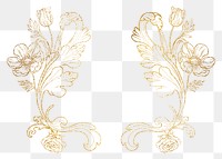 Aesthetic flower png frame, ornamental design on transparent background