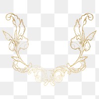 Gold flower frame png, botanical acanthus graphic, transparent background