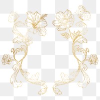 Aesthetic flower png frame, ornamental design on transparent background