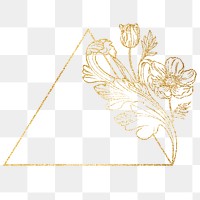 Gold flower frame png, botanical acanthus graphic, transparent background