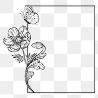 Aesthetic flower png frame, ornamental design on transparent background