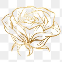 Gold rose png sticker, ornamental floral illustration on transparent background